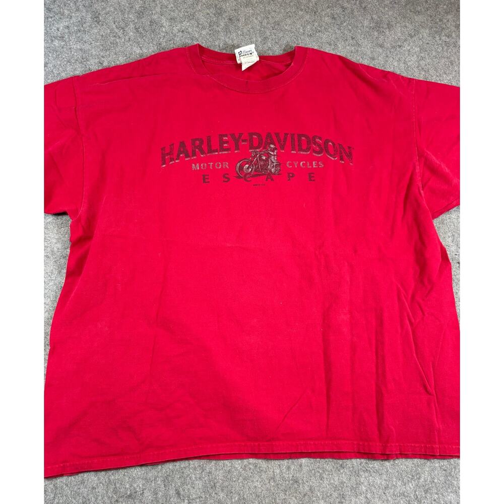Harley Davidson Shirt Mens Red Lake Geneva Wisconsin Motorcycle Biker Tee 2XL - Picture 2 of 8